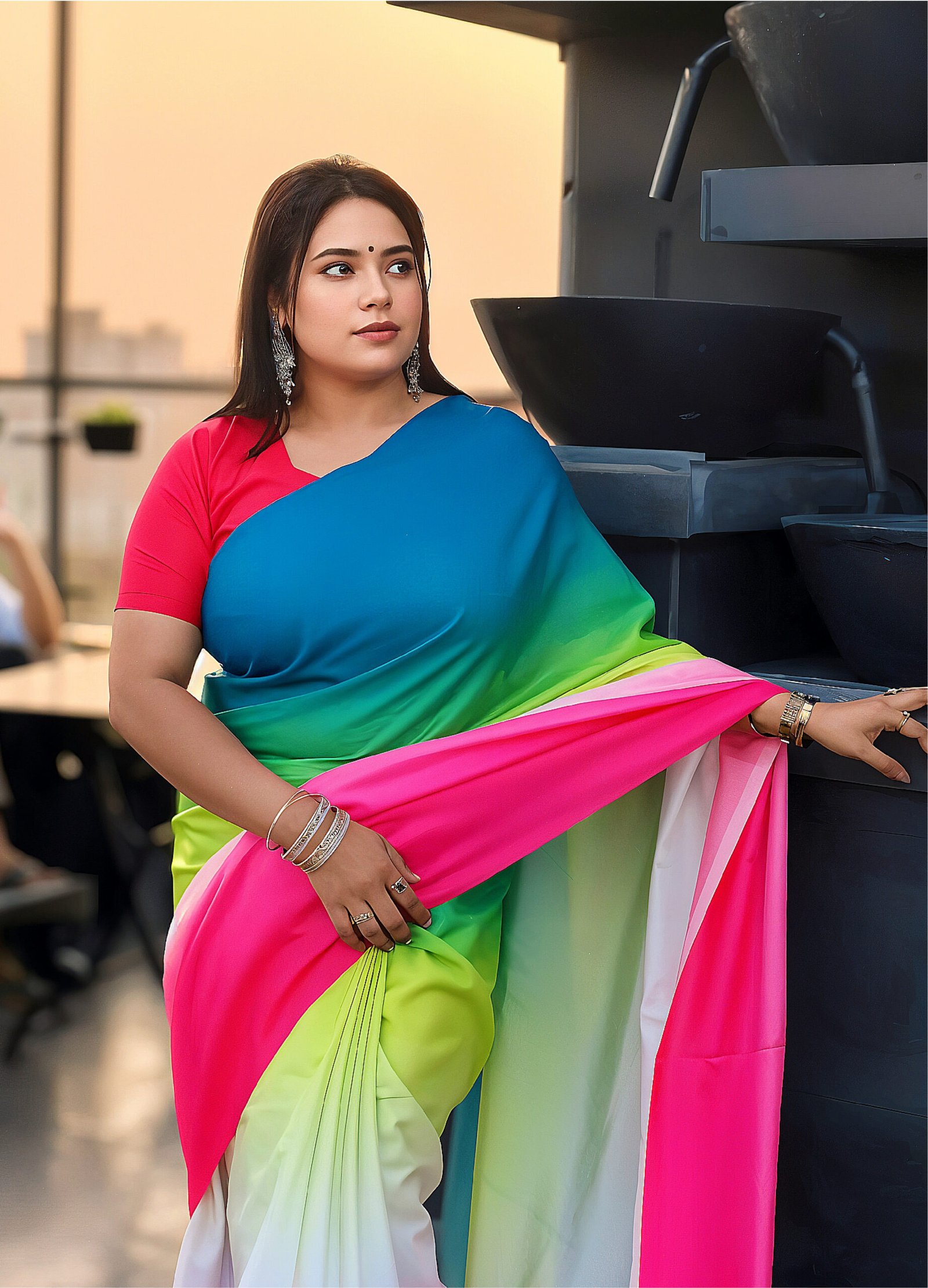 এক্সক্লুসিভ ডিজিটাল প্রিন্ট শাড়ি – সুতার কাজের অনন্য সৌন্দর্য! (code-16)