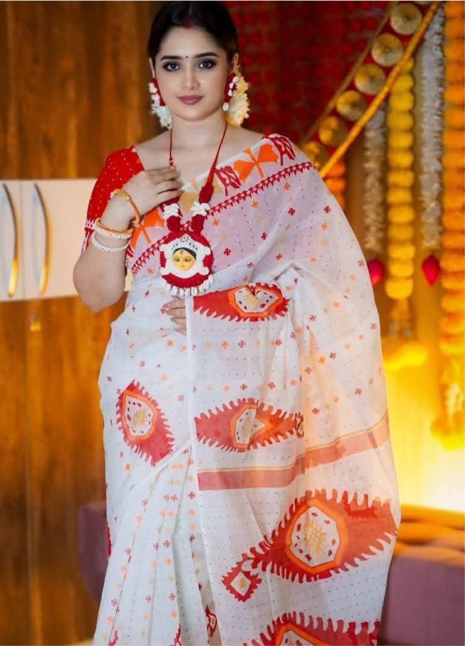 স্পেশাল স্কিন প্রিন্ট শাড়ি + ব্লাউজ পিচ (code-18)