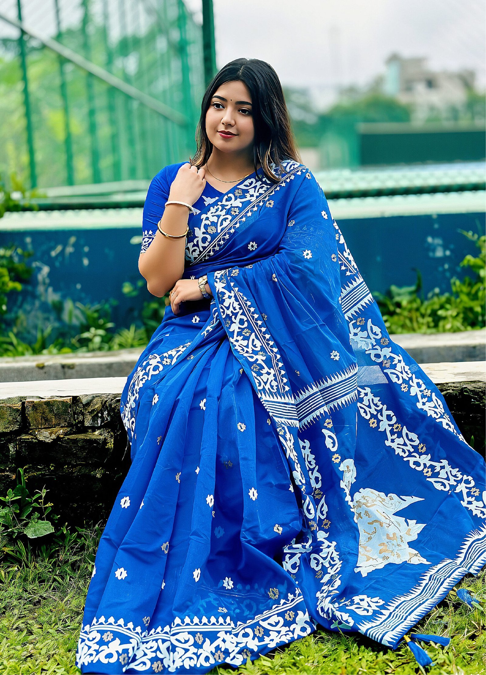 ডিজিটাল প্রিন্ট উমা শাড়ি + ব্লাউজ পিচ (code-23)