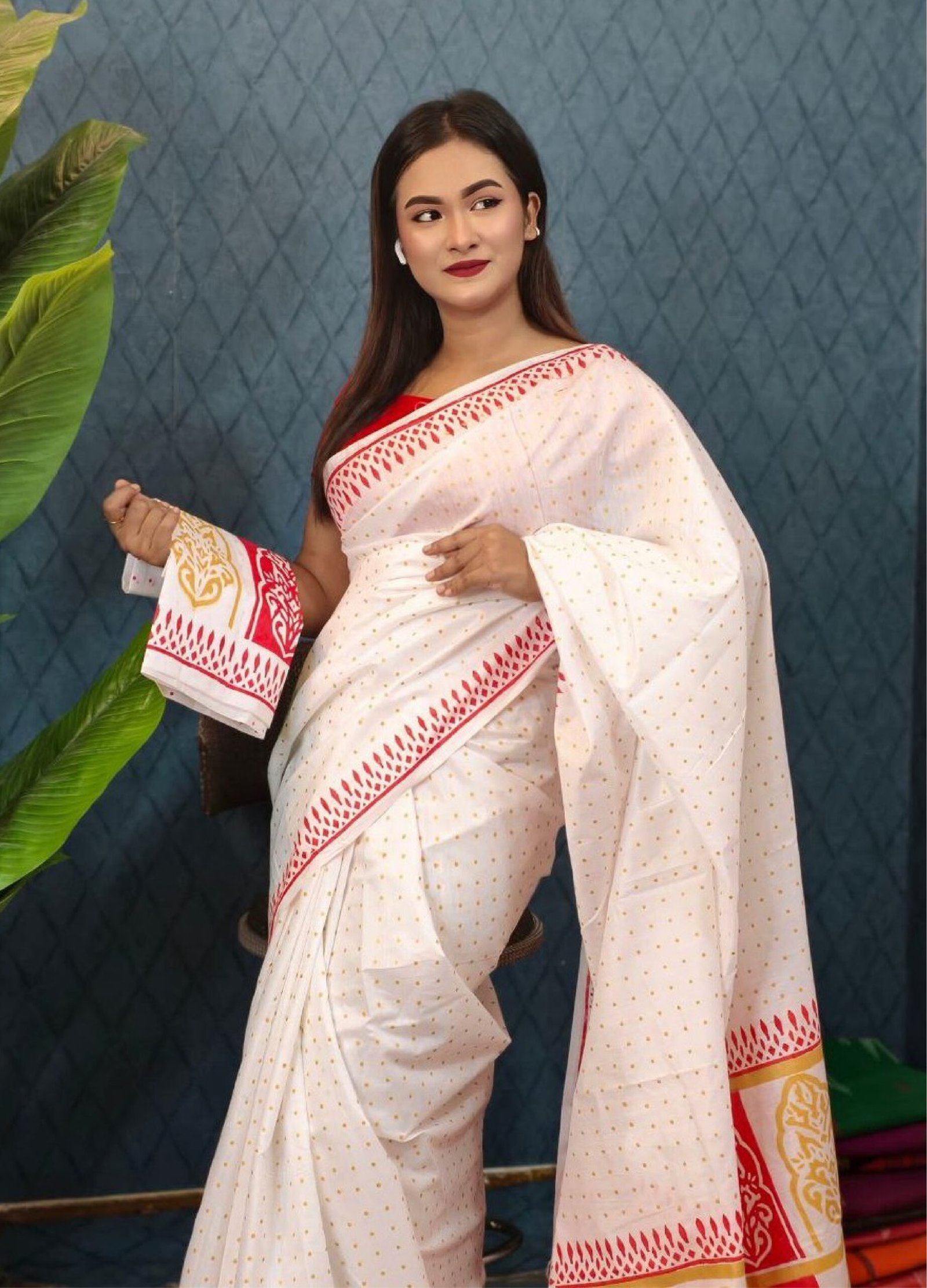 এক্সক্লুসিভ ডিজাইন আফসান প্রিন্ট শাড়ি + ব্লাউজ পিছ (code-30)