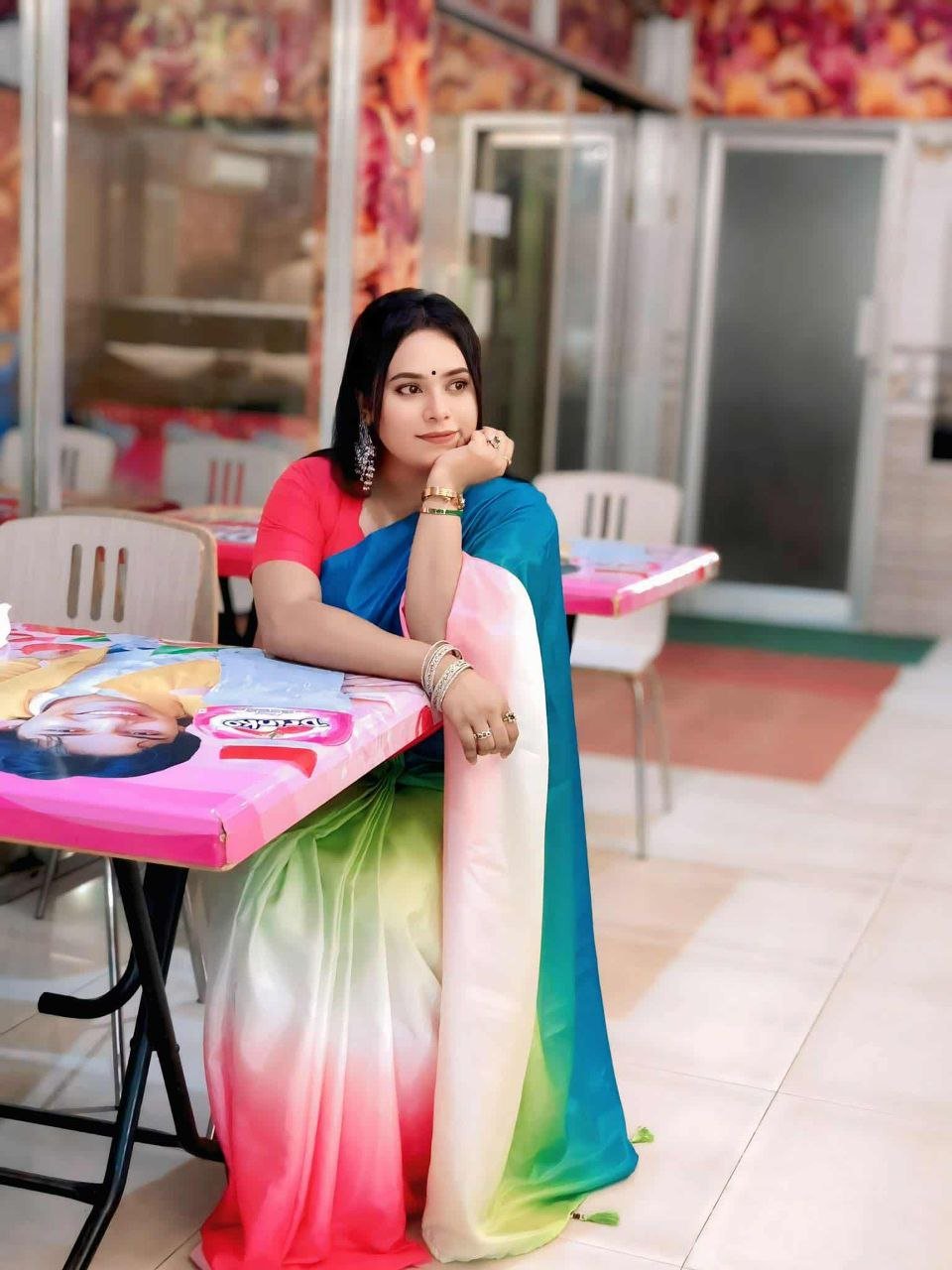 এক্সক্লুসিভ ডিজিটাল প্রিন্ট শাড়ি – সুতার কাজের অনন্য সৌন্দর্য! (code-16) - Image 5