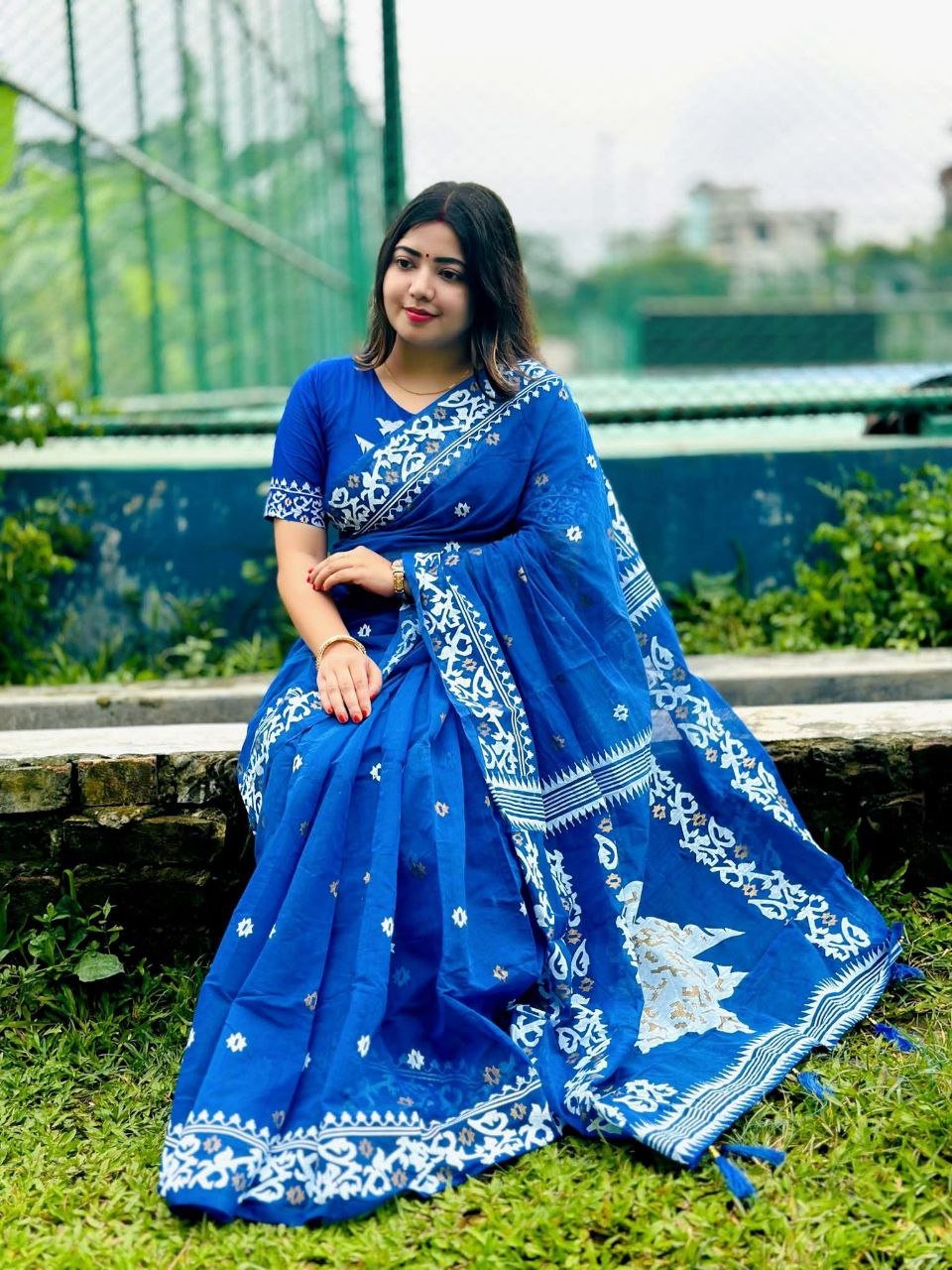 ডিজিটাল প্রিন্ট উমা শাড়ি + ব্লাউজ পিচ (code-23) - Image 2