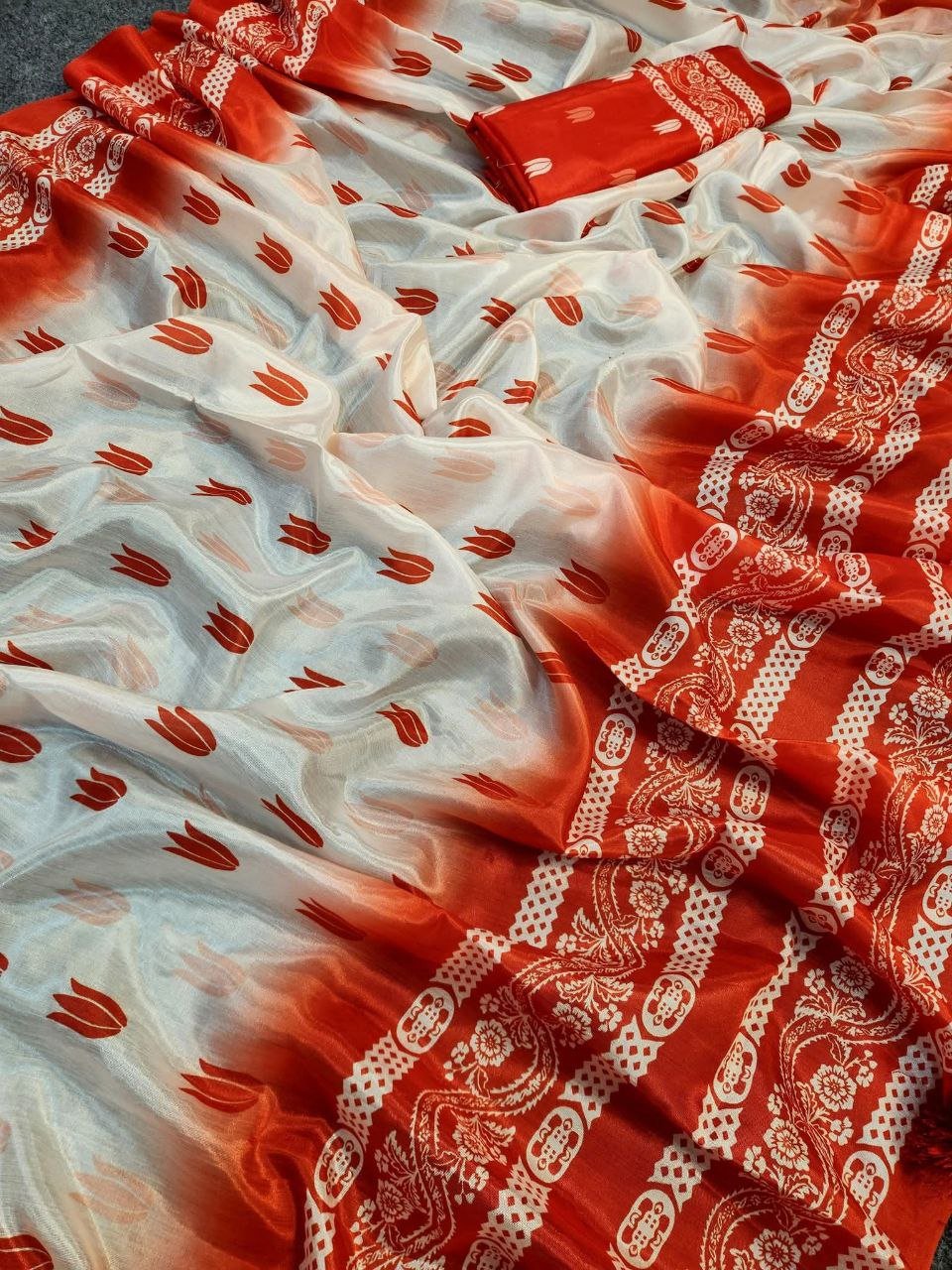 স্পেশাল চান্দেরি সিল্ক শাড়ি + ব্লাউজ পিছ (code-31) - Image 4