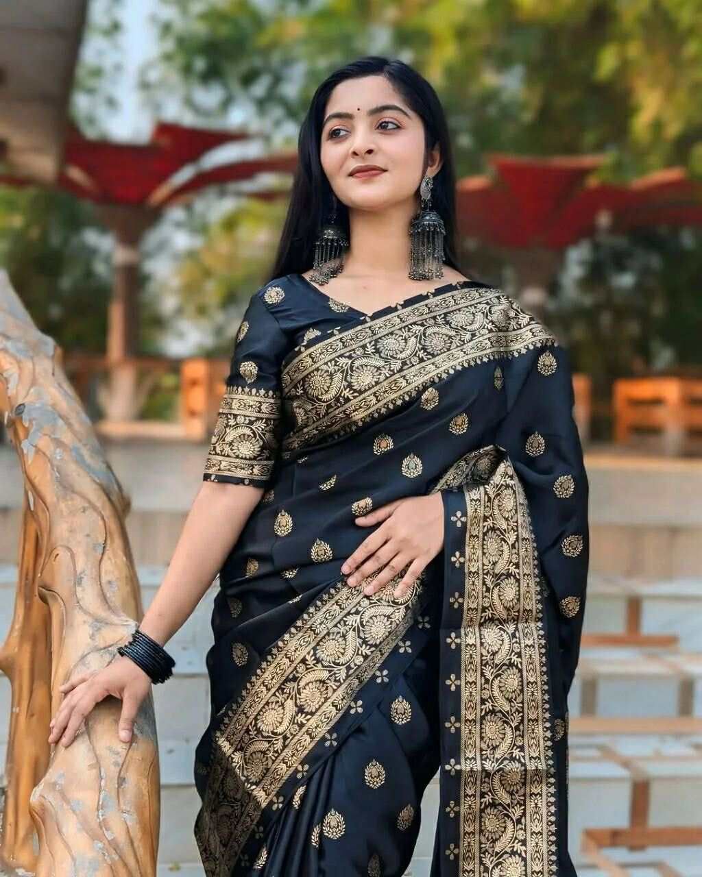 প্রিমিয়াম জাপানি সিল্ক শাড়ী + ম্যাচিং ব্লাউজ পিচ (code-36) - Image 8